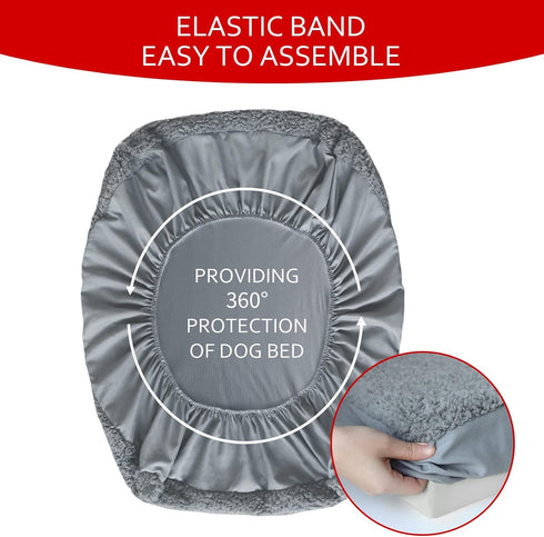 Dog Bed Covers Soft Plush Replacement Washable, Waterproof Dog Bed Liner Grey, Dog Mattress Cover, Pet Bed Cover 30x20 Inches, for Dog/Cat, Cover ...