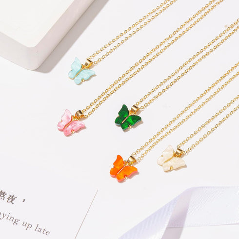 Butterfly Necklace Bohemian Retro Chain Friendship Necklace for Women Good Luck Pendant Chain Necklace with Message Card Gift Card...