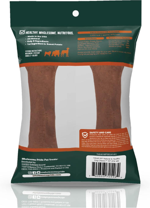 Wholesome Pride Natural & Healthy Sweet Potato Highly Digestible Dog Chews, Medium - 2 pack...