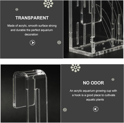 POPETPOP Fish Tank Decorations Water Planter Hanging Aquatic Holder Fish Tank Aquarium Planting Cup Crystal Glass Aquatic Garden Kit Indoor Transp...