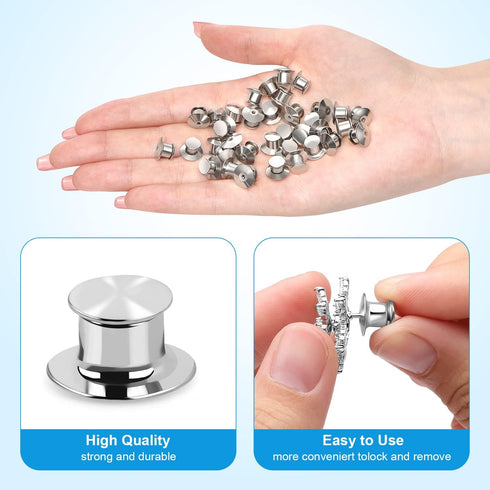 20PCS Locking Pin Back Locking Pin Keeper Clasp, Metal Pin Backing for Brooch Enamel Lapel Pin Lock...