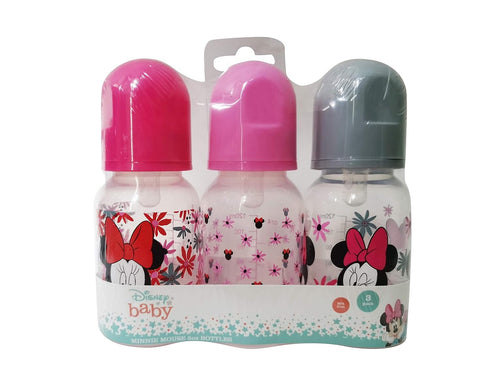 Cudlie Disney Baby Boy Minnie Mouse 5 oz Pack of Three Baby Bottles, Tropic Floral...