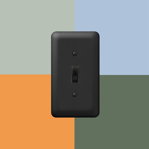 Amerelle 935RRBK Devon Wallplate, 2 Rocker, Steel, Black, 1-Pack...