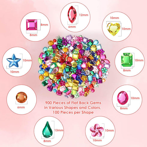 Anezus 900Pcs Jewels for Bedazzling with 3 Pack B7000 Jewelry Glue, Flat Back Craft Gems Rhinestones for Clothing, Sequins Rhinestones Gemstones f...