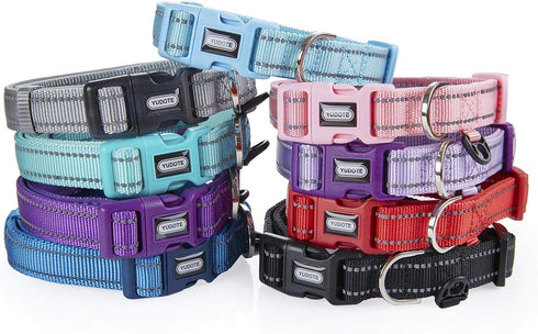 Reflective Nylon Dog Collar with Breathable Neoprene Padding,Adjustable for Large Dogs.(Neck 17"-26.3",Teal)...