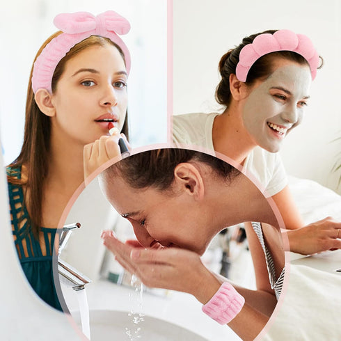 Puffy Spa Headband & Skincare Headbands for Women Makeup,Terry Cloth Towel Head Band for Skin Care,Sponge Make Up Hair Band for Girls,Face Wash Wr...