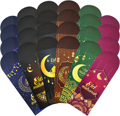 KYMY 24pcs Eid Mubarak Money Envelopes, Muslim Ramadan Cash Envelopes, Islamic Money Gift Card Holders for for Eid Mubarak, Eid al-Fitr, Eid al-Ad...