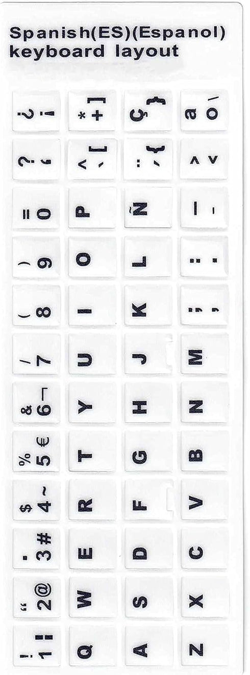 Spanish Replacement White Color Keyboard Sticker, Eco Friendly Skin Friendly Dustproof Computer Keyboard Sticker for Home Travel for Office for La...