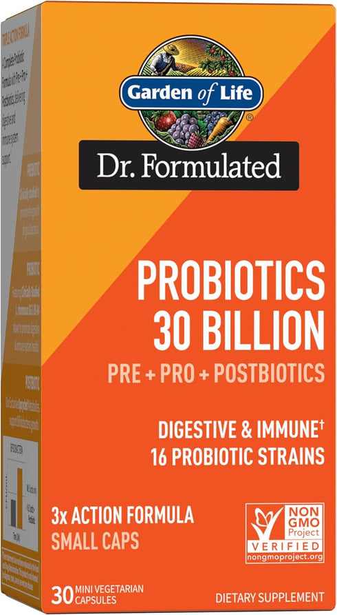 Garden of Life Dr Formulated Probiotics 30 Billion CFU Pre + Pro + Postbiotics for Men and Women Digestive and Immune Support, Potato, Acacia, Pos...