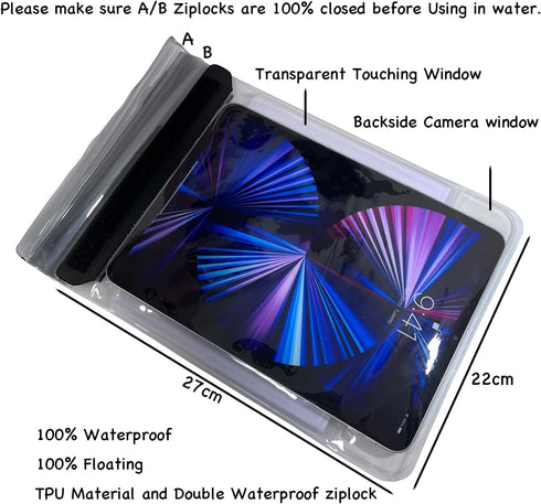 Floating Waterproof Tablet Case eReader Cover Bag Waterproof Holder Pouch for ipad pro air 9 Galaxy Tab S9 Surface Go 3 Kindle Scribe(Light Green)...