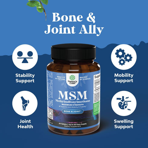 Pure MSM Supplement Tablets Joint Support for Increased Flexibility with Youthful Collagen Boosting Pills and Antioxidant Supplement for Men and W...