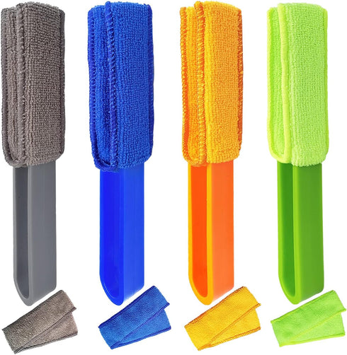 4 Pack Blinds Duster, Window Blinds Cleaner Duster Brush with 4 Microfiber Sleeves, Blinds Cleaning Tools for Window Blinds, Air Conditioner Vents...