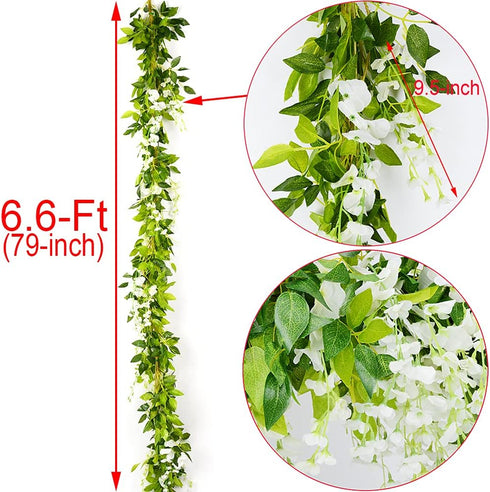 HANDIC Wisteria Garland 5pack 33Ft Artificial Fake Wisteria Vine Hanging Flowers Fake Vines Plants...