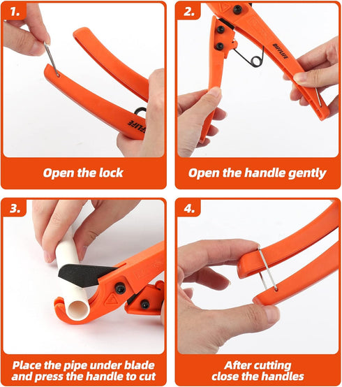 Pipe Cutter, High Performance blade Made Ratchet-type Pipe Cutter, One-hand Fast Pipe Cutting Tool for PVC PPR PE PEX Pipe and Other Plastic Pipe ...