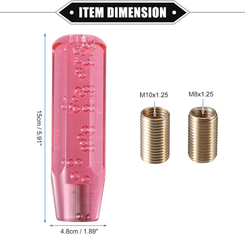 Gear Shift Knob Stick, 15cm Faux Crystal Transparent Bubble Gear Shifter Universal for Manual Transmission Vehicle Durable Acrylic Red with Adapte...
