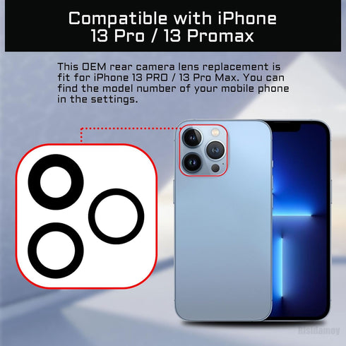 for iPhone 13 PRO OEM Rear Camera Lens Replacement for iPhone 13 PRO MAX with Dual-Sided Adhesive Back Camera Glass Lens with Fix Tool Repair Kit ...
