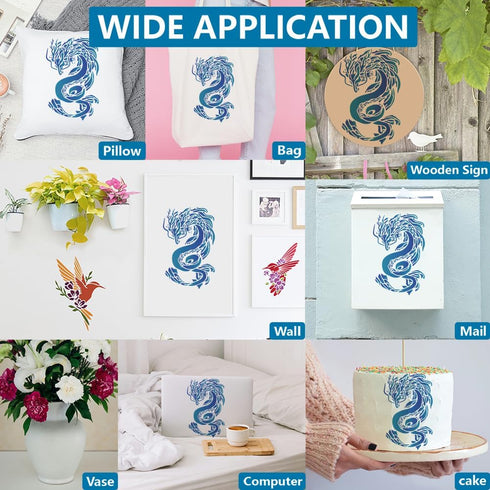 Dragon Stencil 11.7×8.3inch Large Water Dragon Stencils for Painting with Paint brush Reusable Chinese Dragon Drawing Template for DIY Craft Furni...