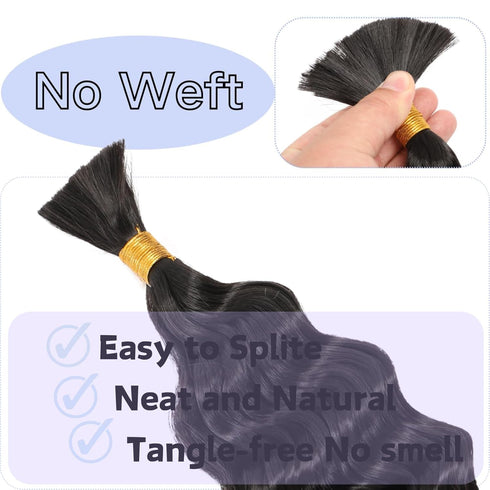 Deep Wave Bulk hair 22Inch 1Pack No Weft Deep Wave Bulk Hair for Braiding Wet and Wave Quality Synthetic Braiding Hair Extensions for Boho Braids ...