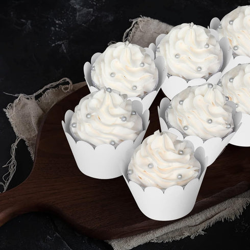 KPOSIYA Set of 100 Artistic Bake Cake Cups Filigree Little Vine Lace Laser Cut Cupcake Wrapper Liner Baking Cup Muffin CaseTrays for Wedding Birth...