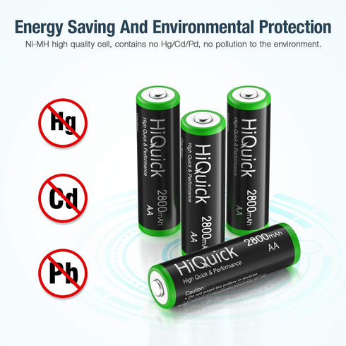 HiQuick AA AAA Rechargeable Batteries Combo - 2800mAh AA Rechargeable Batteries (4 Pack) and 1100mAh AAA Rechargeable Batteries (4 Pack), Performa...