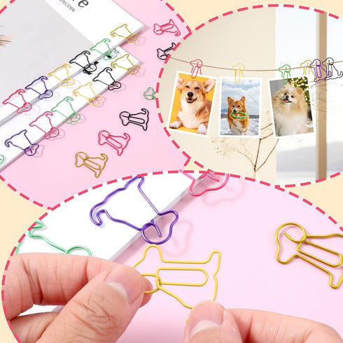 100 Pcs Colorful Animal Bookmarks Clips Cute Paper Clips Dog Shaped Paper Clips Fun Office Gifts Lovely 6 Colors Dog Shaped Marking Clips for Wome...