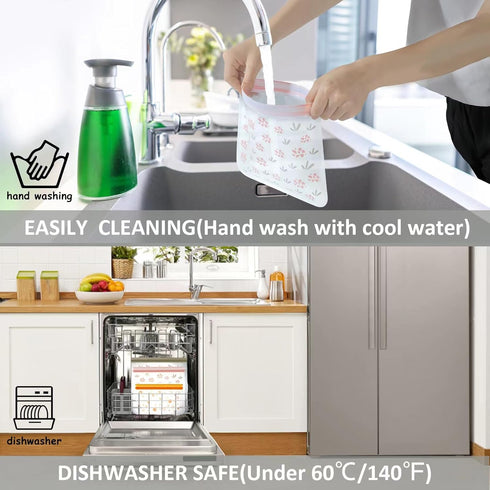 24 Pack Dishwasher Safe Reusable Bags Silicone, Leakproof Reusable Freezer Bags for Food Storage, Home Organization, Travel & Make-up, BPA-Free fo...