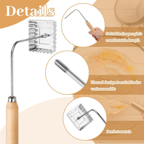 7 Pcs Achappam Mold Bunuelos Mold with Handle Rosette Iron Set Aluminum Rosette Maker Heart Star Circle Square Cookies Mold for Interchangeable He...