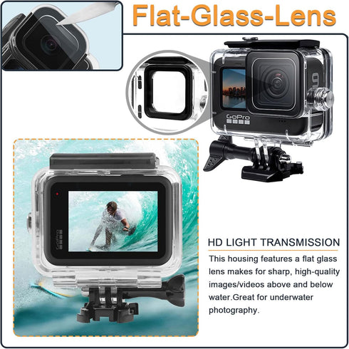 Waterproof Underwater Housing for Gopro Hero 12/11 /10/9 Black, Protective Dive Case Cover with Bracket for Go Pro 12/11 /10/9 Black, 40M...