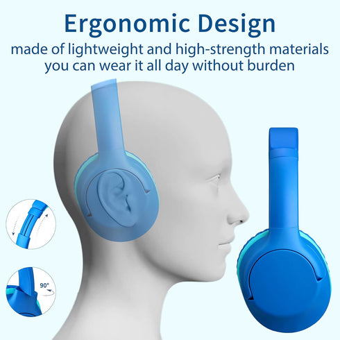 POWMEE P20 Kids Headphones for School, Kids/Teens/Boys/Girls with Safe 94dB Volume Limited, 3.5mm Jack Wired Cord Over-Ear for Fire Tablets/Travel...