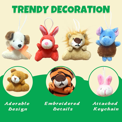 32Pcs Mini Plush Animals Toy Set Assortment Bulk Stuffed Keychain Party Favors for Kids Small Animals Decorations Toys Easter Carnival Prizes Chri...