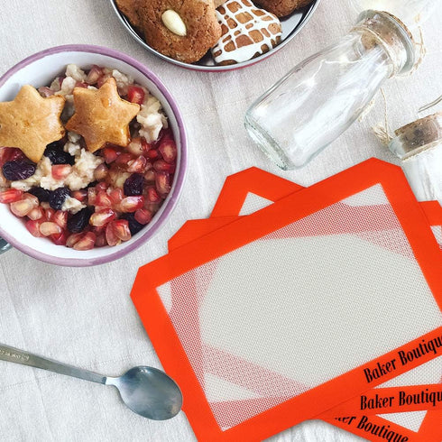 Silicone Baking Mat Set, Reusable Heat Resistant Non-stick Silicon Liner, Professional Grade Silicone Pads for Quarter Sheet (11.6" x 8.1", 3 Piec...