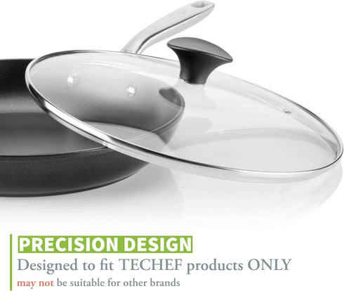 TECHEF 8 Inch Tempered Glass Lid – Fits 8” Frying Pans and Pots – Steam Vent, Stainless Steel Rim – Oven & Dishwasher Safe – Made in Korea...