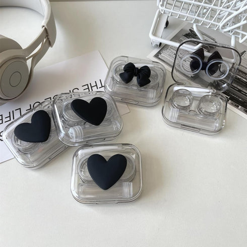 4 Pack 3D Design Cute Contact Lens Cases, Travel Eye Contacts Case Box Holder, Contact Lenses Tweezers Remover Tool Solution Bottle Kit for Daily ...