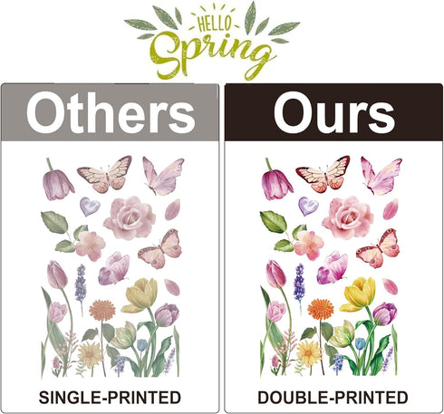 Spring Flower Window clings Decorations Window Decals Stickers for Office Home...