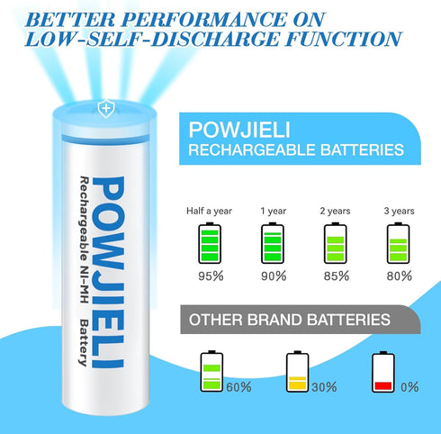 Rechargeable AA Batteries 12 Pack, 1.2V 1300mAh Ni-MH Double AA Battery, Low Self Discharge Pre-Charge, Household Devices and Outdoor Solar Lights...