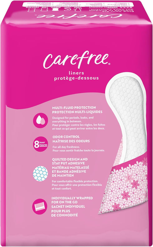 Carefree Panty Liners for Women, Regular, Wrapped, Unscented, 54ct | Pantiliners, Carefree Liners, Daily Liners for Women, Light Periods and Leaks...