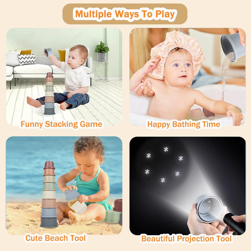 Stacking Cups Toy for Baby 6-12 Months, 8PCS Nesting Cups Set for Toddler 1-3, Kids Bathing and Counting Stackable Toy for Early Educational Learn...