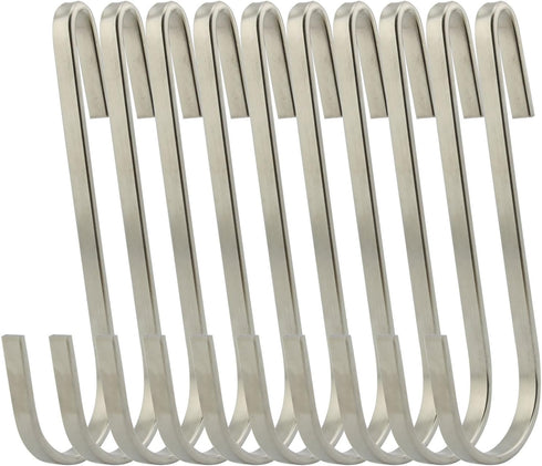 Flat Style Premium Stainless Steel S Hook Cookware Universal Pot Rack Hooks Sturdy Hanging Hooks - Multiple uses for Kitchenware, Pots, Utensils, ...