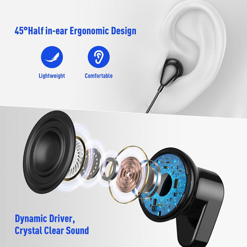 USB Headphone for PC Laptop Wired Earbuds Computer Headset with Microphone Volume Control Mute Button Mic Lightweight Noise Canceling in-Ear Corde...