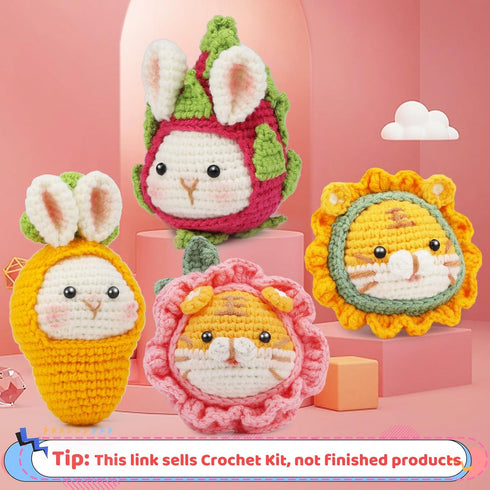 Iuuidu Crochet Kit for Beginners, Crochet Animal Kit Rabbit Carrot, Crochet Start Kit with Crochet Hook Set Crochet Yarn, Step-by-Step Video Tutor...