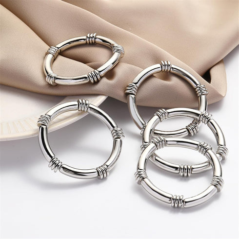 YBMYCM 5PCS Gold Chunky Bangles Bracelets for Women Gold Plated Stackable Layered Curved Bamboo Tube Stretch Bracelets Bangle Gift Jewelry...