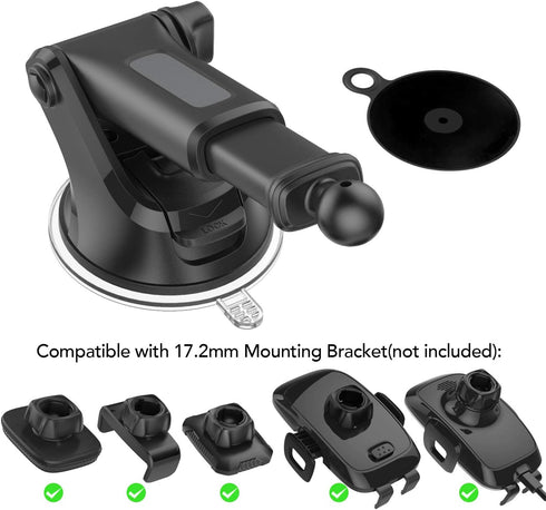 OQTIQ Replacement Suction Cup Mount Part, with Replacement Dashboard Pad Disc, 17.2mm Ball Joint Suction Cup with Adhesive Mounting Disk for Phone...