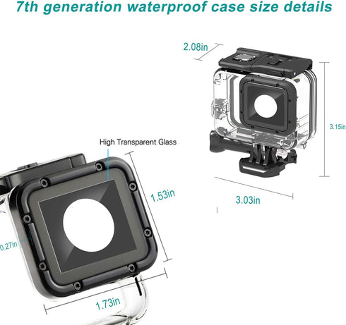 HONGDAK Waterproof Housing Case for GoPro Hero 7/6/5 Black(2018), 196ft/60m Waterproof Case Diving Protective Housing Shell with Touchable Cover f...