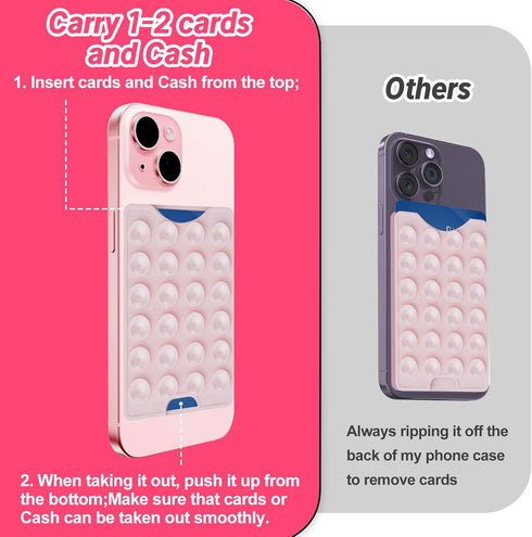 Silicone Suction Phone Case Mount,Non Slip Suction Cup Phone Mount,Phone Wallet,Hands-Free Phone Accessories Holder for Selfies and Videos,Phone S...