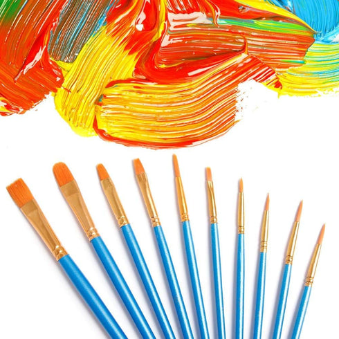 Acrylic Paint Brush Set,9 Packs / 90 pcs Nylon Hair Brushes for All Purpose Oil Watercolor Painting?Miniature Detail Painting Artist Professional ...