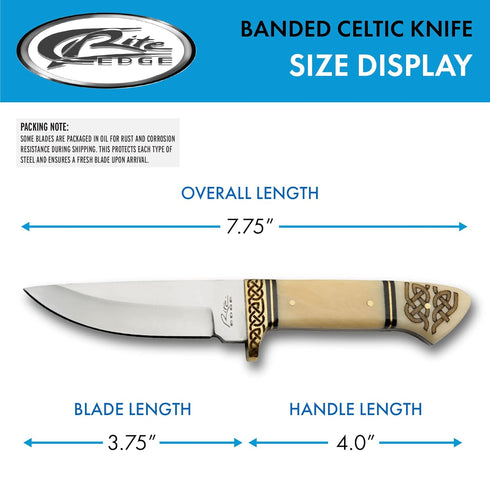 SZCO Supplies DH-8036 Bone Handle Celtic Knot Bandit Hunting Knife with Sheath, 7.75" Length, White...