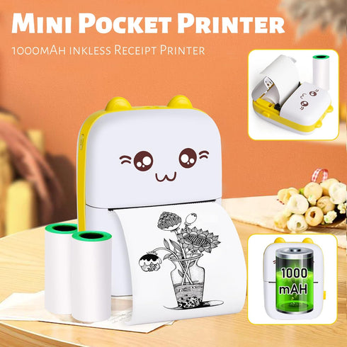Mini Pocket Printer, Gifts for kids, Portable Thermal Printer for Pictures/Retro Photos/Receipts/Notes/Lists/Label/ Memo/QR Codes, Bluetooth Wirel...