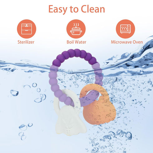 Silicone Teething Ring Toy, Halloween Baby Teether Toys with Rattles Pumpkin and Ghost, Sensory Chew Toys for Babies 3-6-12 Months to Soothe Sore ...