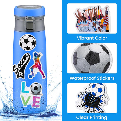 50 Pcs Soccer Stickers, Sports Stickers Bulk Soccer Party Favors Decorations Soccer Goodie Bags Soccer Gifts for Fans Teams, Waterproof Stickers f...