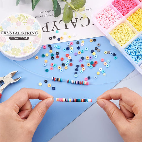 Beadthoven 9120pcs 4mm Vinyl Clay Heishi Beads Kit 24Colors Flat Round Disc Polymer Clay Beads Loose Handmade Spacers for DIY Necklace Bracelet Je...